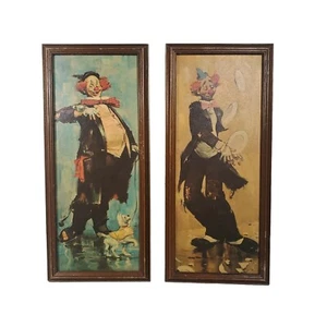 2/Set VTG Rico Tomaso Hobo Clown Framed Print 16x7 Juggling Dog Funny Satire - Picture 1 of 5