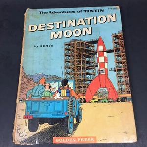 Vtg 1960 Herge Adventures of Tintin Destination Moon 1st GOLDEN PRESS Edition - Picture 1 of 12