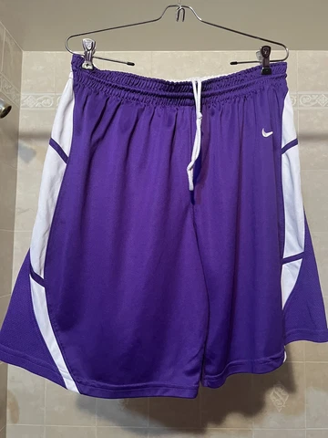 Nike Team Authentics NBA NCAA Team Issued Shorts Size L PURPLE White Gold Cover