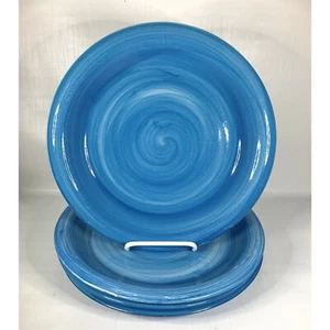 Gibson Everyday blau Speiseteller handbemalt rustikal Bauernhaus Landhaus 4er Set - Bild 1 von 4
