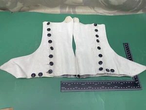 Original Pair of British Army Highland White Gaiters - Size 12 - Picture 1 of 13