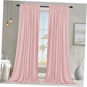 Pink 120in Long Velvet Curtains with Rod Pocket Thermal Insulated Soft - Picture 1 of 8