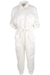 ZIMMERMANN WHITE LINEN JUMPSUIT 2 UK 12 - Picture 1 of 4