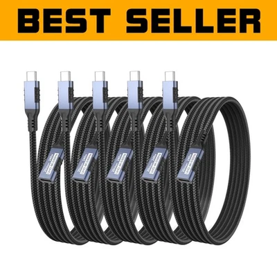 High-Speed USB C Extension Cable 6ft - 5 Pack Braided, Fast Charging Compatible - Image 1 of 4