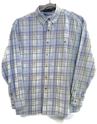 Camisa Wrangler George Strait Para Hombres XL Azul Verde Púrpura A Cuadros Abotonada Western Foto 1 de 4