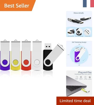 Pack de 5 Clés USB 16 Go - Vitesse d'Écriture de 20 Mo/s - Pratique et Fiable - Photo 1/4