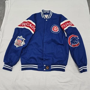 Giacca taglia MEDIA Jeff Hamilton Chicago Cubs Varsity 2 lati logo ricamato Y2K - Foto 1 di 24