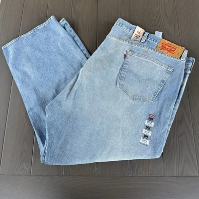 Levis 501 Original Button Fly Jeans Men 58x32 Big & Tall Light Wash Blue Denim - Image 1 of 4