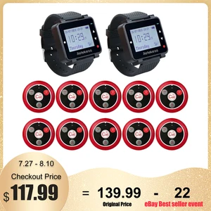 Sistema de llamadas inalámbrico para restaurante Retekess T128 2 relojes 10 botones de llamada café - Imagen 1 de 11