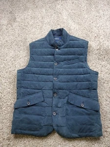 Polo Ralph Lauren Goat Suede Vest Small Mens Blue Button Up Pockets - Picture 1 of 13