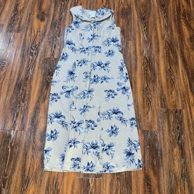 Vintage Floral Linen Dress with Mother of Pearl Buttons Miss Dorby Size 10 Women - Image 1 of 4