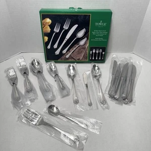 Towle Santa Barbara 50 Piece Stainless Steel Flatware NIB 1996 Discontinued NOS - Picture 1 of 24