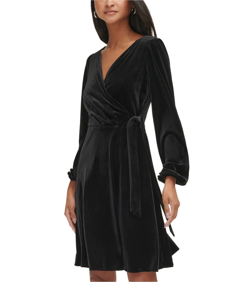 Karl Lagerfeld Womens Velvet Side Tie A-line Dress - Image 1 of 1