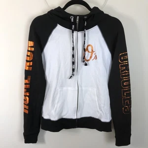 Victoria's Secret PINK Baltimore Orioles Bling Hoodie Sz S Black White Orange - Picture 1 of 18