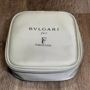 Bvlgari Pouch Watch Travel Case Zipper 6x6x2" Cream Neutral Earth Tone Color - Picture 1 of 8