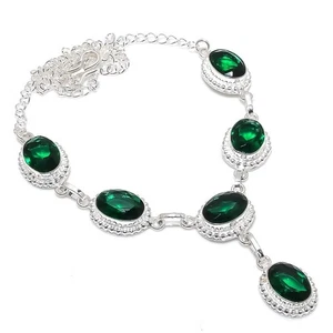 Green Peridot Gemstone 925 Sterling Handmade Silver Jewelry Necklace Size 18" - Picture 1 of 1