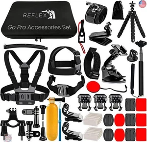 REFLEX CAMERA 50 in 1 Action Camera Accessories Kit Compatible with GoPro Hero - Picture 1 of 8