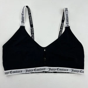 Sujetador Juicy Couture para mujer grande negro blanco deletreado ojo de cerradura inalámbrico Y2K - Imagen 1 de 6