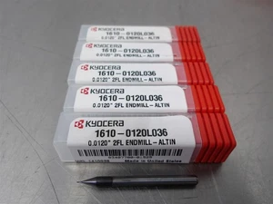5 NEW! Kyocera 0.0120" Carbide Endmill 2FL 1/8"SHK 1610-0120L036 - Picture 1 of 2