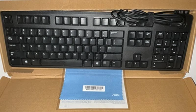 Проводная 104-клавишная настольная компьютерная клавиатура Dell KB212-B USB DP/N: 0DJ454 - Изображение 1 из 4