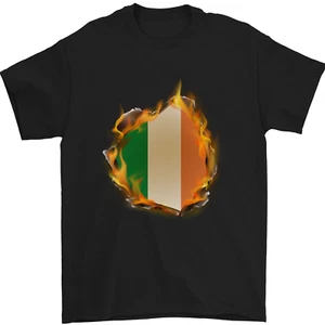 The Irish Tricolour Flag Fire Ireland Mens T-Shirt 100% Cotton - Picture 1 of 2