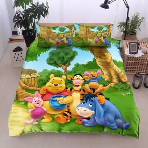 Cartoon Winnie The Pooh and Friends Full Bedding Duvet Cover Set (4pcs) - Picture 1 of 2