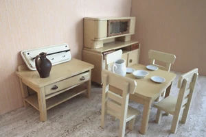 Alte Küchenmöbel Küchenschrank Küche für Puppenhaus Puppenstube Holz 50er Jahre - Bild 1 von 7