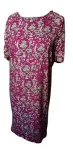 Women Trapeze Swing Dress Size 16Fuchsia Pink White Summer Evening Party Ladies - Picture 1 of 7
