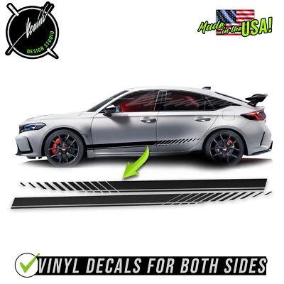 2 calcomanías de rayas estroboscópicas laterales para Honda Civic 2016 2024 en adelante Foto 1 de 3