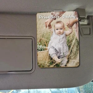 Personalized Car Visor Photo Clip,Acrylic Picture Holder with Text,Gift for Dad - Picture 1 of 7