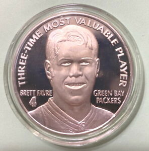 Brett Favre 1997 NFL MVP 1995 1996 1997 Highland Mint Silver Coin (1228/5000)