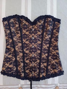 Korsett schwarz Spitze und gold/beige, klein.  Renaissance, Fee, Pirat, Cosplay - Bild 1 von 6