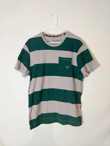 GUESS USA Tobias Color Block Stripe Tee Front Pocket Size XL Green Gray EUC - Bild 1 von 6