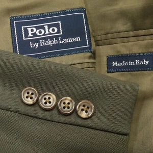 POLO Ralph Lauren Pure Hopsack Wool Olive Green Sport Coat Italy 42 L - Picture 1 of 16