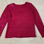 Narciso Rodriguez Sweater Womens Size M Pink Knit Sequins Round Neck Long Sleeve