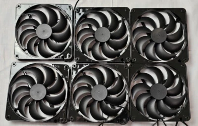 Lot ( 6 ) Rosewill DF1202512SELN 120mm x 25mm 12V Black Case Fan 3-Pin Connector - Image 1 of 4