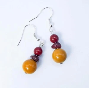 ORECCHINI ARGENTO CYNTHIA LYNN "OUTBACK JASPER" MOOKAITE DIASPRO CIOTTOLI PERLINE - Foto 1 di 1