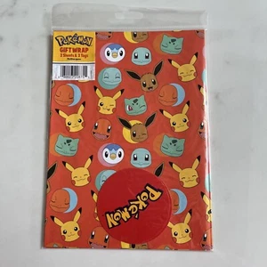 Pokémon Gift Wrapping Paper 2 sheet 2 gift tags - Picture 1 of 2