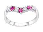 Sterling Silver Simulated Ruby & CZ Wishbone Eternity Ring - All sizes Available