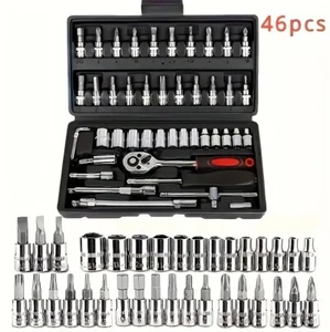 46 PCS ratchet set with socket 1/4" drive and extender, boxed, for automotive - Picture 1 of 22