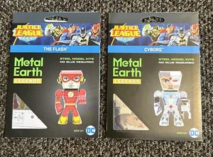 LOT NEW Metal Earth Legends Justice League Cyborg Flash- Steel Model Kit - Picture 1 of 4