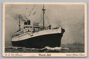 Postcard SS De Grasse French Line Steamer Ship Posted 1939 Havana Cuba - Picture 1 of 2