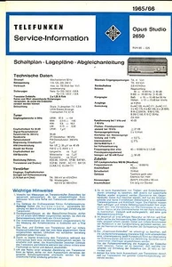 Telefunken Service Manual für Opus Studio 2650  Copy - Picture 1 of 1