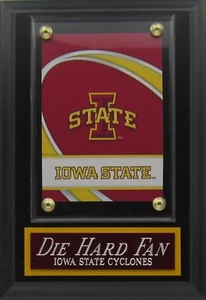 DIE HARD FAN IOWA STATE CYCLONES LOGO CARD PLAQUE WITH EASEL FOR YOUR MAN CAVE - Picture 1 of 3
