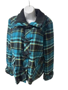 Delia's Women's Black /blue Plaid’s Coat,lined,long sleeves ,pockets,Size XL#25 - Picture 1 of 15