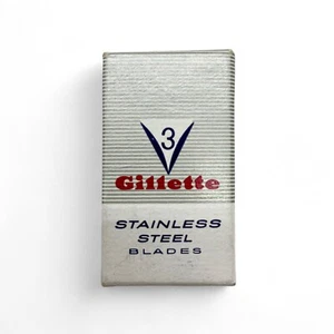 Vintage Gillette Razor Stainless Steel Blades 3 Pack - Picture 1 of 3