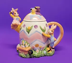 Tetera Pintada a Mano 1994 FITZ & FLOYD OMNIBUS OCI Conejo de Pascua - Imagen 1 de 21