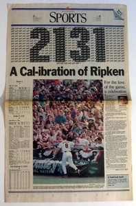 CAL RIPKEN JR Orioles ~ 1995 Minnesota Newspaper 2131 Coverage - Picture 1 of 2
