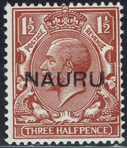 NAURU 1916 KGV 1½D OVERPRINT IN CENTER Cover