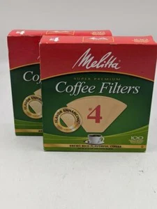 Melitta #4 Natural Brown Cone Coffee Filters 200 (2 boxes of 100 each) - Picture 1 of 2